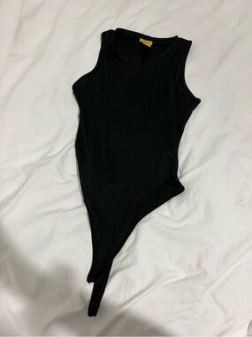 Daisy Black Ribbed Tank Bodysuit for Kids